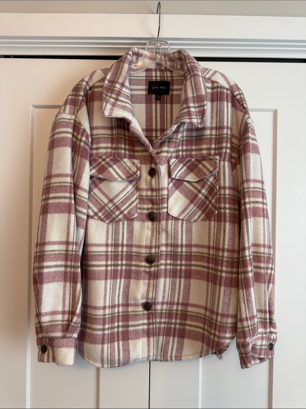 Love Tree Flannel Plaid Button-Front Shacket